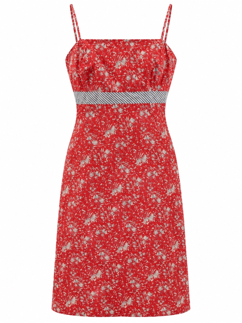 Ann Taylor Petites Red Floral 100% Cotton Tie-Back Dress 6P - Picture 3 of 4